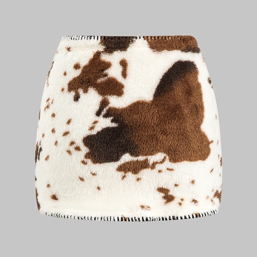 Micas Abstract Print Stitching Detail Skirt L LP-40 - Picture 2 of 7